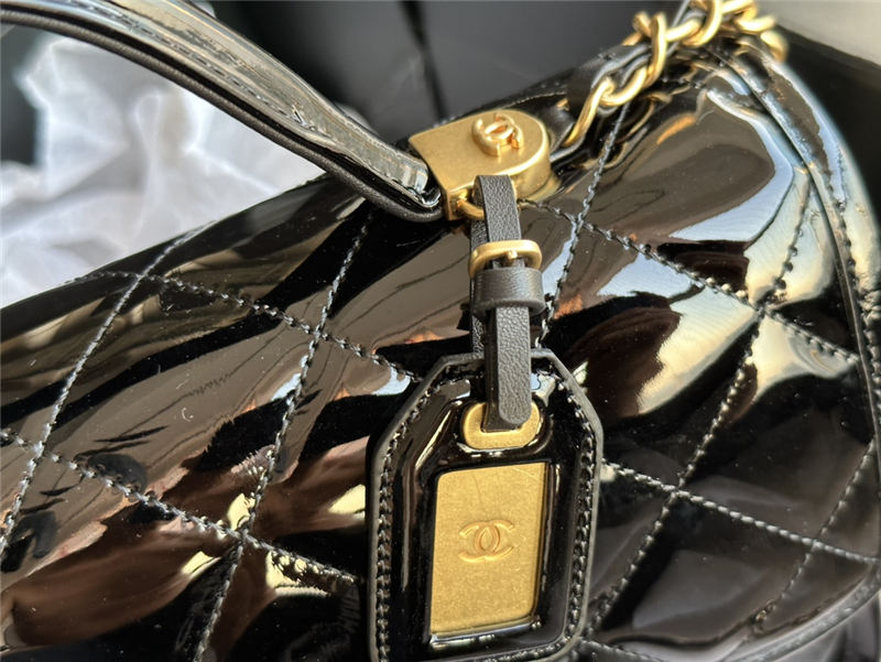 Chanel FLAP BAG WITH TOP HANDLE Patent Calfskin & Gold-Tone Metal AS3653 A