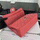 Small CLASSIC HANDBAG Grained Calfskin Silver Metal Red A