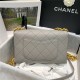 Chanel FLAP BAG Grained Calfskin & Gold-Tone Metal AS2764 Gray High