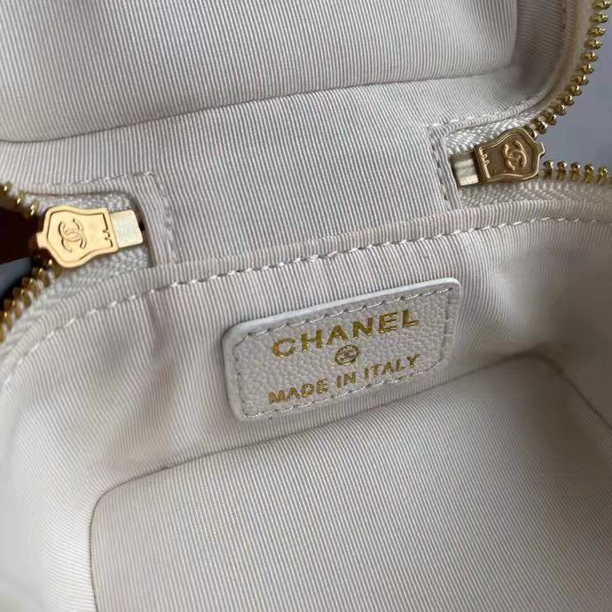 Chanel Small Vanity with Chain Grained Calfskin & Gold-Tone Metal White High