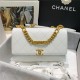 Chanel FLAP BAG Grained Calfskin & Gold-Tone Metal AS2764 White High