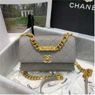 Chanel MINI FLAP BAG Grained Calfskin & Gold-Tone Metal AS2711 Grey High