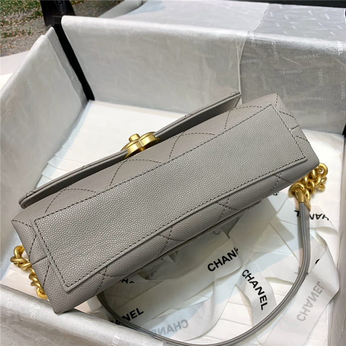 Chanel MINI FLAP BAG Grained Calfskin & Gold-Tone Metal AS2711 Grey High