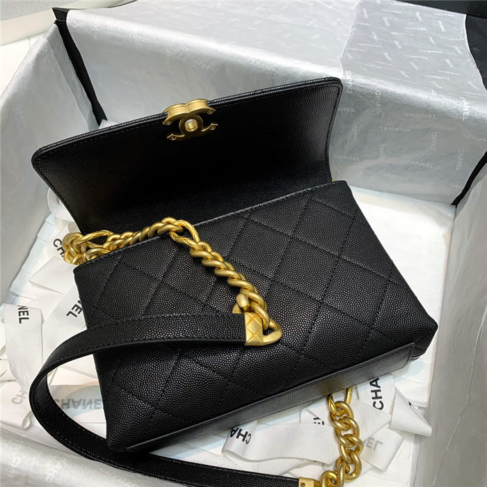 Chanel MINI FLAP BAG Grained Calfskin & Gold-Tone Metal AS2711 Black High