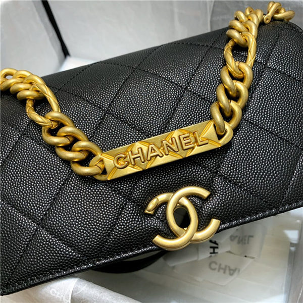 Chanel MINI FLAP BAG Grained Calfskin & Gold-Tone Metal AS2711 Black High