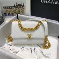 Chanel MINI FLAP BAG Grained Calfskin & Gold-Tone Metal AS2711 White High