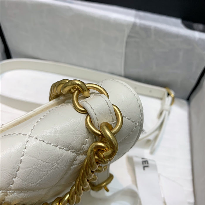 Chanel MINI FLAP BAG Aged Calfskin & Gold-Tone Metal AS2695 White High