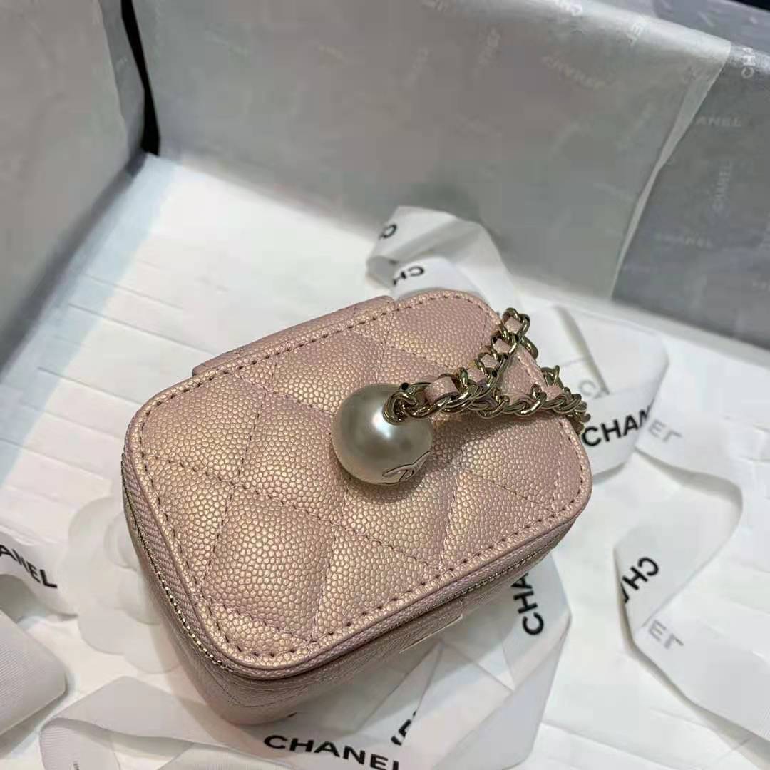 Chanel Small Vanity with Chain Grained Calfskin & Gold-Tone Metal Pink High