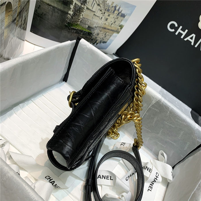 Chanel MINI FLAP BAG Aged Calfskin & Gold-Tone Metal AS2695 Black High