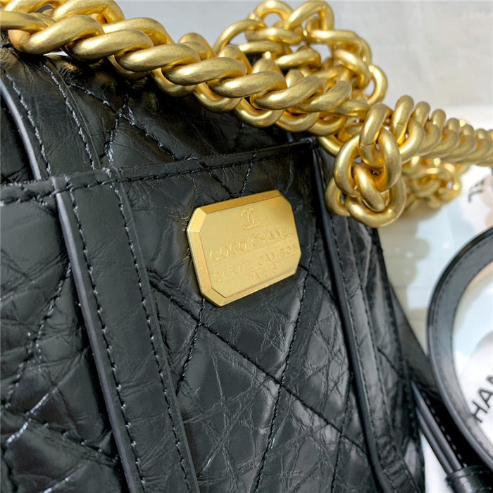 Chanel MINI FLAP BAG Aged Calfskin & Gold-Tone Metal AS2695 Black High