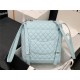 Chanel Large Backpack Lambskin 91122 Silver-Metal Blue High