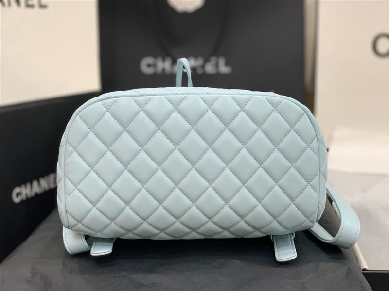 Chanel Large Backpack Lambskin 91122 Silver-Metal Blue High