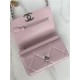 Chanel 19 WALLET ON CHAIN-A Shiny Lambskin, Gold/Silver-Tone & Ruthenium-Finish Metal Pink A