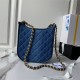 HOBO HANDBAG AS4532 Washed denim & gold-tone metal blue A