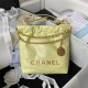 Chanel 22 MINI HANDBAG Shiny Calfskin Light Yellow & Gold-Tone Metal AS3980 High