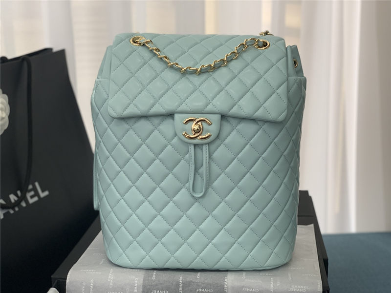 Chanel Large Backpack Lambskin 91122 Gold-Metal Blue High