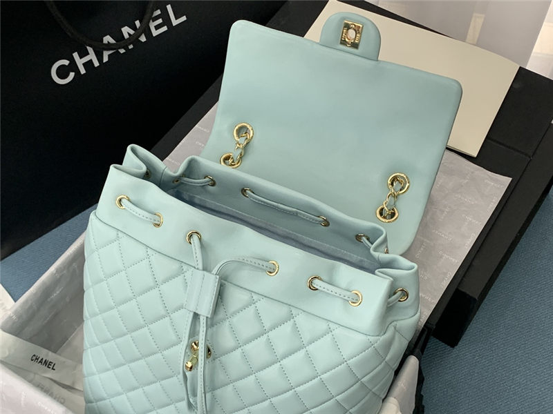 Chanel Large Backpack Lambskin 91122 Gold-Metal Blue High