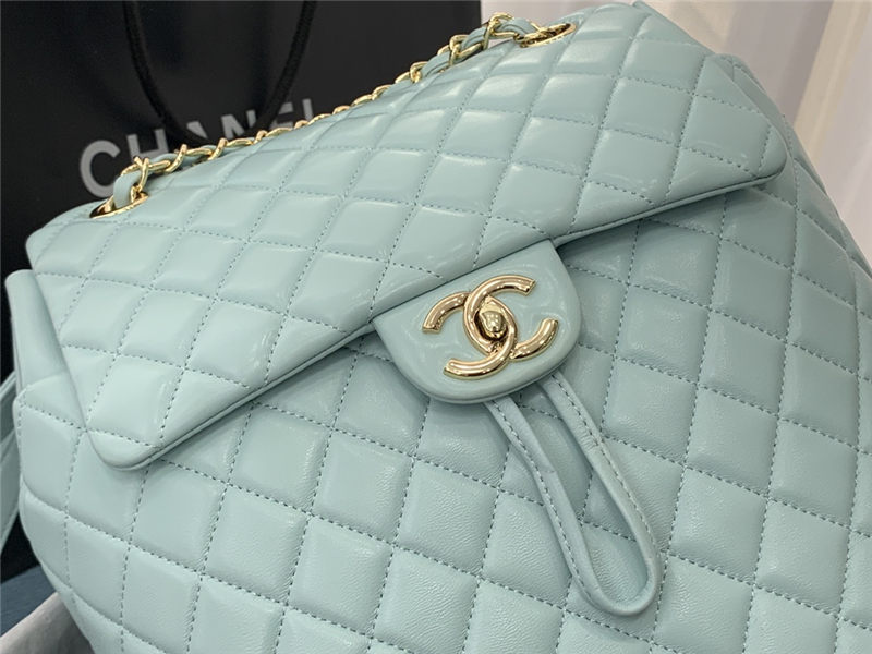 Chanel Large Backpack Lambskin 91122 Gold-Metal Blue High