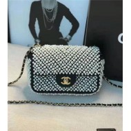 Mini CLASSIC HANDBAG Lambskin Pearls Gold Metal Black High