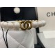 Chanel BUCKET BAG Lambskin Imitation Pearls & Gold-Tone Metal AS2608 White High