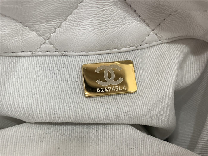 Chanel BUCKET BAG Lambskin Imitation Pearls & Gold-Tone Metal AS2608 White High