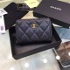 Chanel Zipped Wallet Gold-Tone Metal Black High