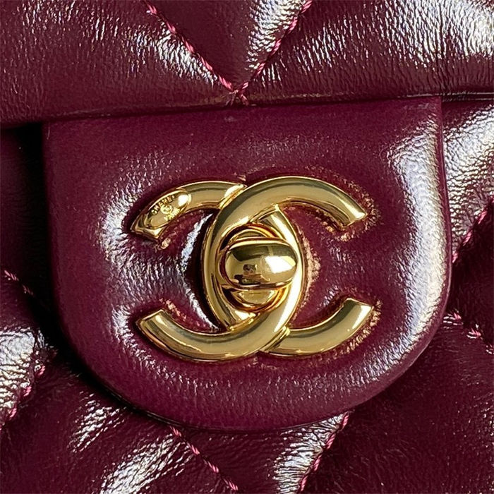 Chanel MINI FLAP BAG WITH TOP HANDLE AS5043 Shiny Lambskin Burgundy A