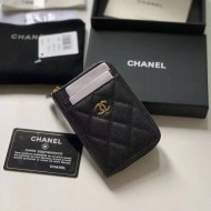 Chanel Card Holder AP1650 Grained Calfskin Gold Metal Black High