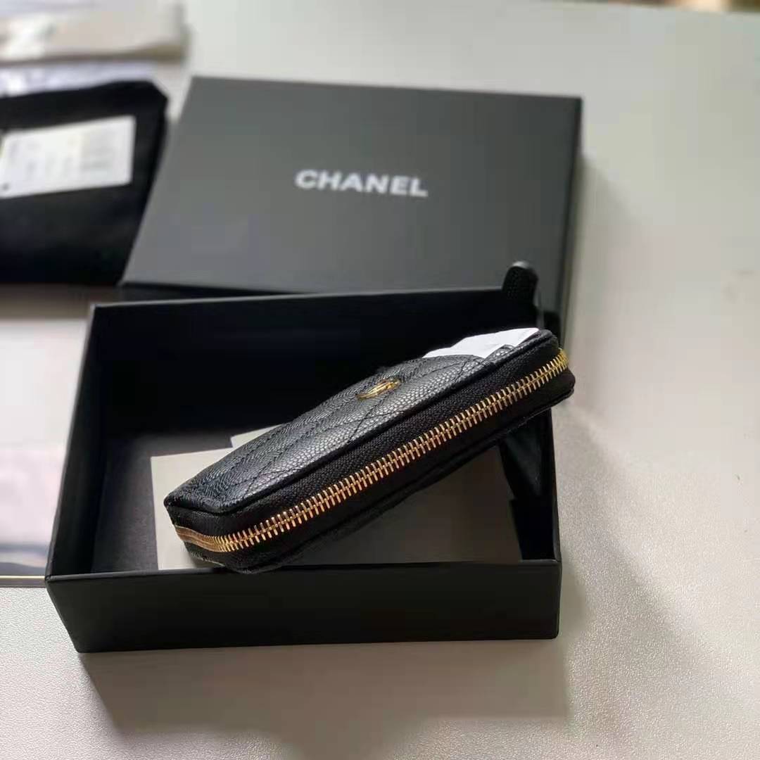 Chanel Card Holder AP1650 Grained Calfskin Gold Metal Black High