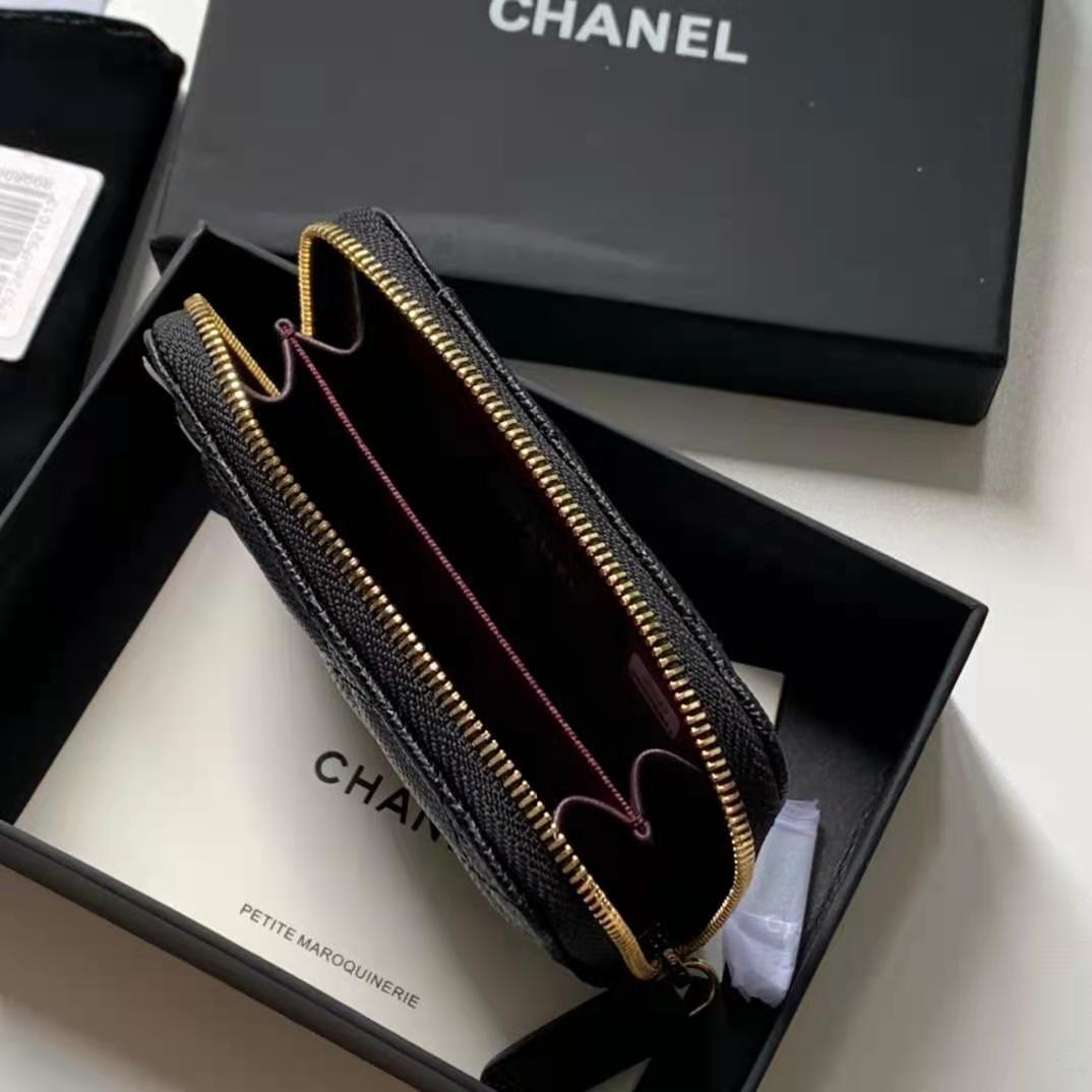 Chanel Card Holder AP1650 Grained Calfskin Gold Metal Black High