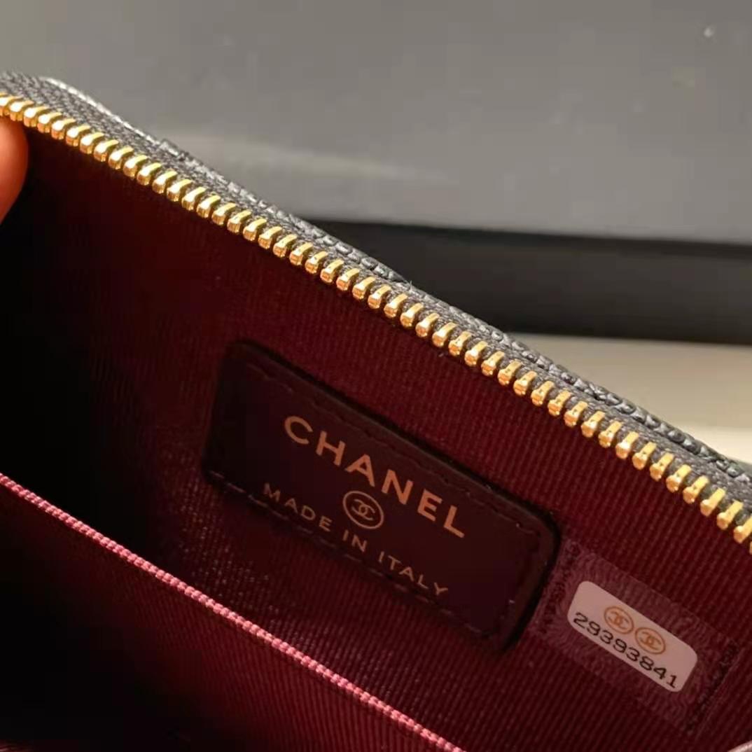 Chanel Card Holder AP1650 Grained Calfskin Gold Metal Black High