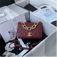 Chanel MINI FLAP BAG Calfskin & Gold-Tone Metal AS2638 Burgundy A