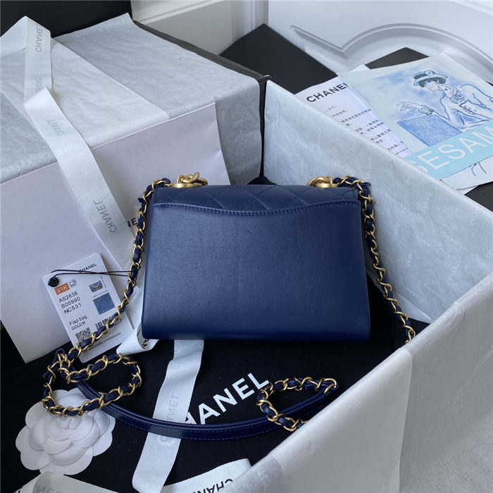 Chanel MINI FLAP BAG Calfskin & Gold-Tone Metal AS2638 Royal Blue A