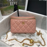 Chanel Vanity with Chain Lambskin Gold Metal Pink High