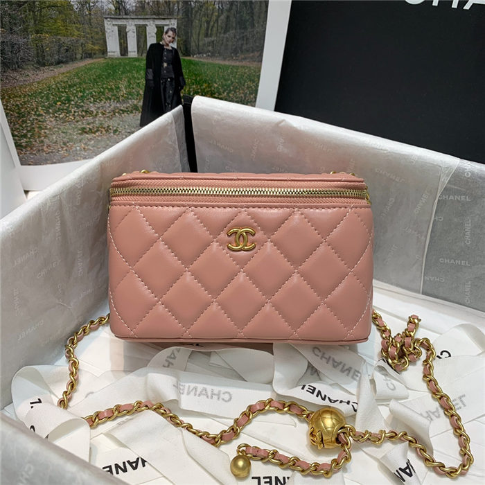 Chanel Vanity with Chain Lambskin Gold Metal Pink High