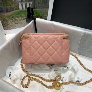 Chanel Vanity with Chain Lambskin Gold Metal Pink High