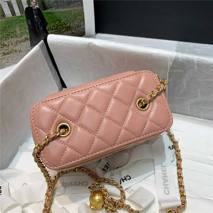 Chanel Vanity with Chain Lambskin Gold Metal Pink High