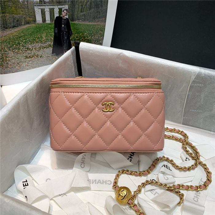 Chanel Vanity with Chain Lambskin Gold Metal Pink High