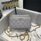 Chanel Vanity with Chain Lambskin Gold Metal Grey High