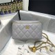 Chanel Vanity with Chain Lambskin Gold Metal Grey High