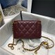 Chanel Vanity with Chain Lambskin Gold Metal Burgundy High