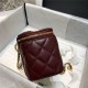 Chanel Vanity with Chain Lambskin Gold Metal Burgundy High