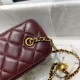 Chanel Vanity with Chain Lambskin Gold Metal Burgundy High