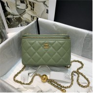 Chanel Vanity with Chain Lambskin Gold Metal Green High