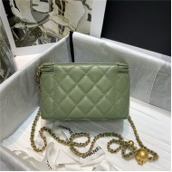 Chanel Vanity with Chain Lambskin Gold Metal Green High