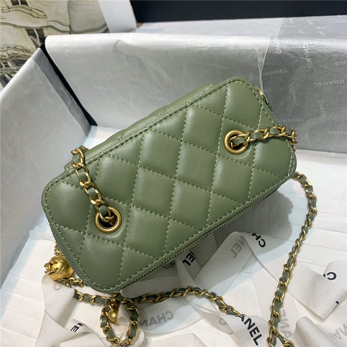 Chanel Vanity with Chain Lambskin Gold Metal Green High