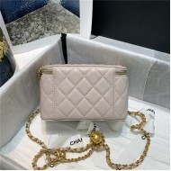 Chanel Vanity with Chain Lambskin Gold Metal Grey-Nude High