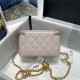 Chanel Vanity with Chain Lambskin Gold Metal Grey-Nude High