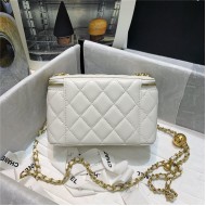 Chanel Vanity with Chain Lambskin Gold Metal White High