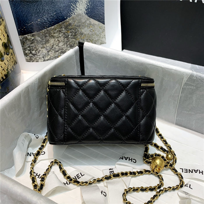 Chanel Vanity with Chain Lambskin Gold Metal Black High